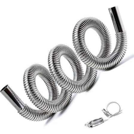 200 cm avgasrör: Rostfritt stålrör, 25 mm diesel, 2 klämmor