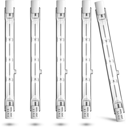 R7S 118mm 100W Dæmpbar Varm Hvid 2800K Halogenpære - 5 stk. til Sikkerhedslyskaster, Landskabsbelysning, Gadelampe - 230V - J118