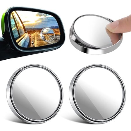 2 stk. Blinde vinkel spejl til bil, rammeløse runde blinde vinkel spejl, justerbare, klæbende, vandtætte, 360° roterbare, glas, konvekse, til bil, SUV