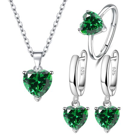 1 Set Sweet Fashion Smycken Sets Heart Zircon Pendel halsband Grön