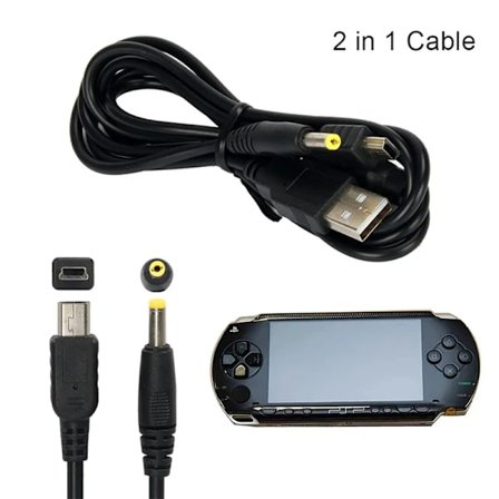 1st 2 i 1 USB 2.0 datakabel lader for PSP 1000 2000
