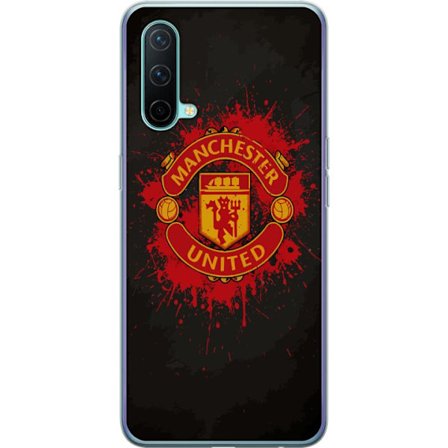 Kompatibelt Mobildeksel til OnePlus OnePlus Nord CE 5G Manchester United logo i rød og gul farge med røff sportslig bakgrunn