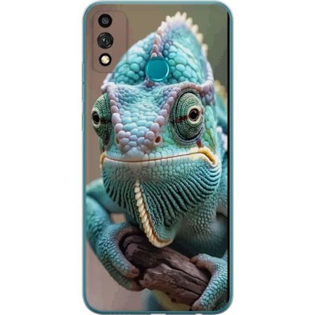 Yhteensopiva Puhelinkuori Honor Honor 9X Lite Lähikuvassa värikkäästä kamelontista realistinen eläinaihe, jossa on yksityiskohtainen tekstuur ja