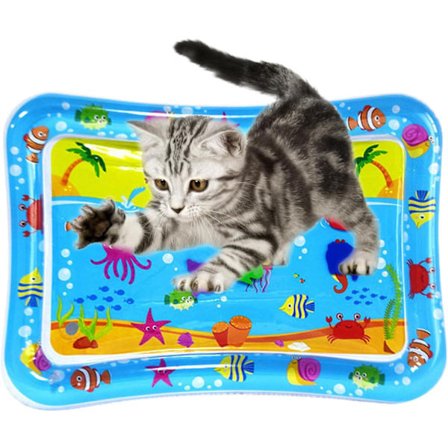 Vatten Sensorisk Lekmatta för Katter, Kattleksaker för Uttråkade Innekatter, Kattsparkleksaker Självlekmatta