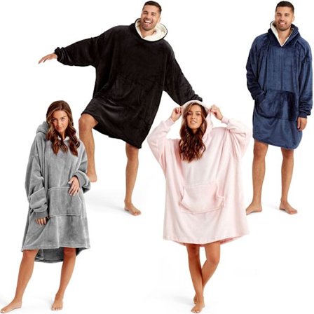 Snuggaroo Mens Womens Sherpa Soft Cosy Fleece Oversized Hoodie Wearable Blanket