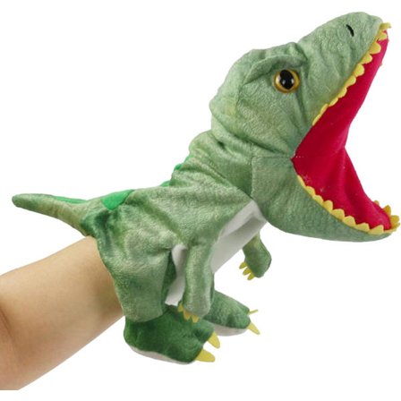 Plush-dinosaurin käsiukkeli Tyrannosaurus Rex -pehmolelu, joka avaa suunsa