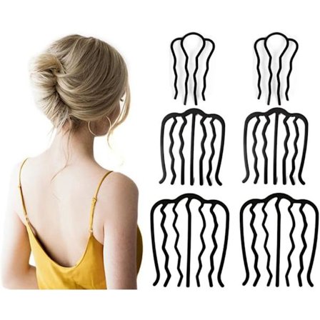 6 stk. Hårsidekamme Hårklemmer Hårnåle Hårfrisure Knold, U-formet