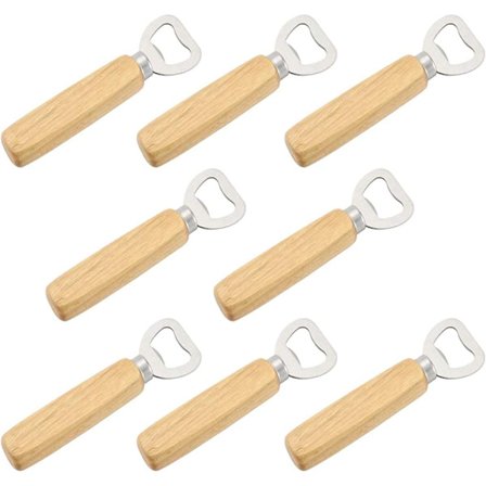 8 stk. ølkapselåbner i træ med flaskeåbner