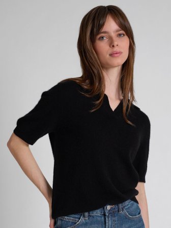 Kashmina - Kashmir pique "Rikke" - Sort - Size XL