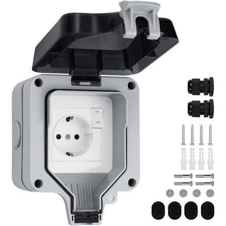 IP66 Vanntett Stikkontakt med Bryter og Vanntett Jaktboks,