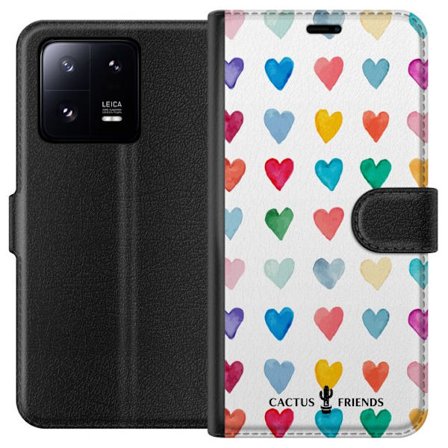 Yhteensopiva Lompakkokotelo Xiaomi Xiaomi 13 Pro Cactus and Friends - Watercolor Love Grid