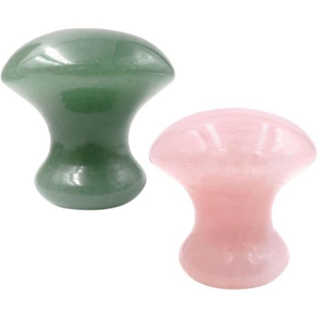 Gua Sha Massageverktyg, 2st Svampform Rosenkvarts / Grön Aventurin Jadesten Kristall Guasha skrapsten