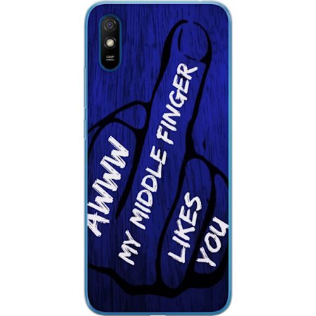 Kompatibelt Mobildeksel til Xiaomi Redmi 9A Mørk typografisk illustrasjon med hjerteform og budskap om vennskap mot dyp blå tretekstur