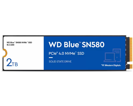 WD Blue SN580 2TB NVMe PCIe 4.0 SSD M.2 - 4150MB/s lesehastighet, 4150MB/s skrivehastighet