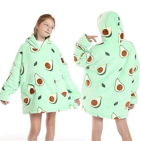 Vintertæppe Plys Fleece Familie Matchende Hættetrøje Pige Sweatshirt Avocado Hjemmetøj LGL