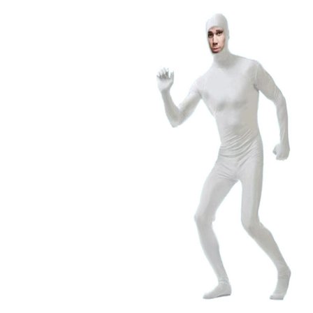 Spandex Helkroppsdräkt med Ansiktsöppning för Halloween Vit