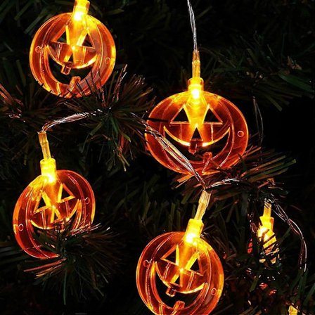 2025 6m 40 LED Udendørs Solcelledrevne Halloween Lys, Udendørsdekoration til Fest, Halloween, Have, Weekend, Efterår, Græskarlygte Varmt Lys