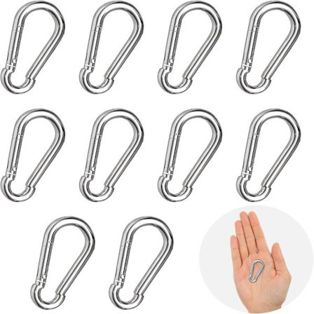 10 st Små D-formade karbinhakar 5cm Silver för nyckelring Utomhus Camping Resor Sport