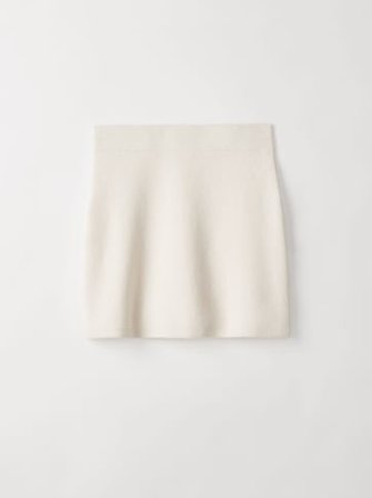 Soft Goat - Double Knit Skirt - L - Off White
