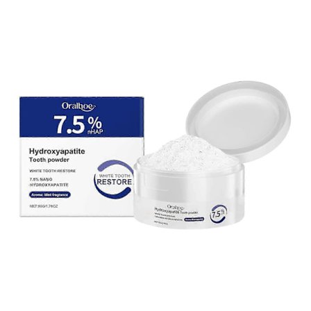 Hydroksyapatitt tannpulver for emaljebeskyttelse og tannstyrking, skånsom og effektiv formel, frisk pust, fluorfritt tannpulver for