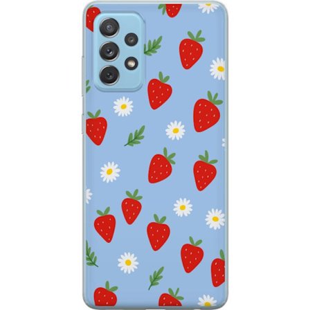 Kompatibelt Mobilskal till Samsung Samsung Galaxy A52 5G Jordgubbar jordgubbar tryck sommar bÃ¤r blommor prÃ¤stkragar svensk midsommar retro design kÃ