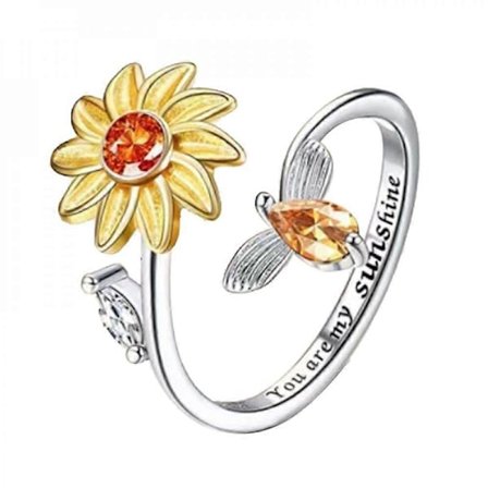 Finger Spinner Ringer Fidget Angst Ring for Kvinner Solsikke Lindrende Angst Ringer Roter Anti Stress Ring Leke For Jente