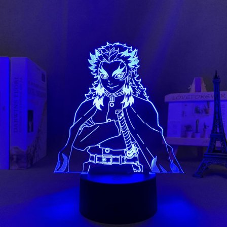 LED-lys Anime Demon Slayer Rengoku Kyojuro for barnerommet Dekorbelysning Bursdagsgave Manga 3D nattlampe Kimetsu No Yaiba