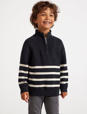 Lindex Sweater Knitted Half Zip - Grey - 92