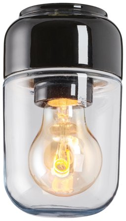 Ifö OHM 100/165 Tak och väggarmatur Svart klarglas, Belysning