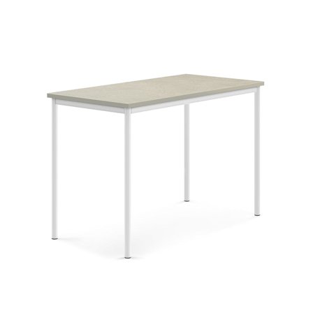 Desk SONITUS, 1400x700x900 mm, light grey linoleum, white