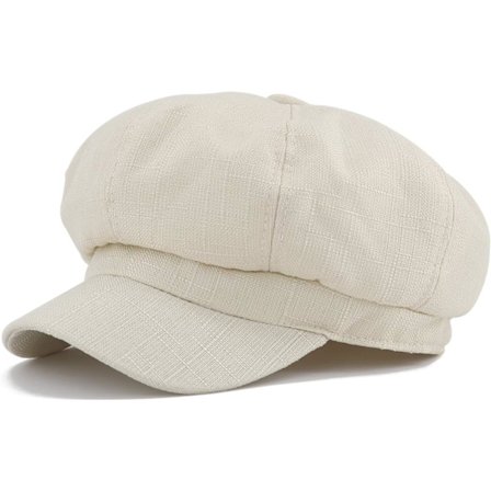 Linne Newsboy Keps Dam Cabbie Hatt 8 Paneler - 6 7/8 Fitted