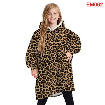 Filt Hoodie Sweatshirt Stor TV-filt Bärbar filt Super Varm Mjuk Mysig Fleece Huvtröja För Barn/Vuxen