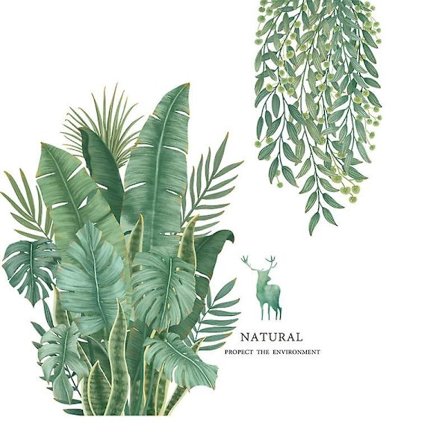 1 setti vihreä lehden seinätarra, vihreä kasvitaide seinämaalaukset vedenpitävä DIY seinäkoriste makuuhuoneen olohuoneen luokkahuoneen toimiston kodin