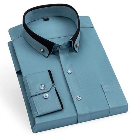 Skjorter til mænd Casual Designer Mode Langærmet Solid Borespænde Gratis On-Iron Business Sort Hvid Knappet 44 er asiatisk størrelse 4XL Solid skjorte