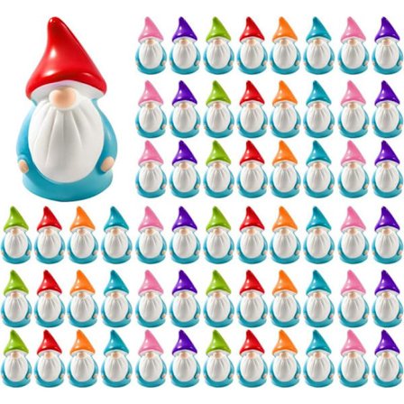 100-pak Mini Tomtefigurer Miniature Fe Harpiksstatuer Bord Miniature Tomtar til Landskab Udendørs Terrasse Græsplæne Indendørsplante farverig