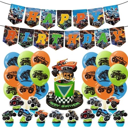 Heytea Monster Truck Födelsedagsfest Tillbehör, Monster Truck Fest Ballonger, Monster Truck Födelsedagsfest Dekorationer