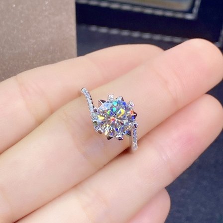 1 karat zirkonimitation moissanit öppen ring åtta hjärtan och åtta pilar ring kvinnliga smycken