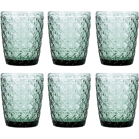 Set med 6 små glas, 300 ml, grönt glas