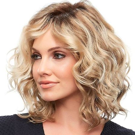 TG Kvinders Guld Blond Kort Krøllet Bølget Paryk Naturligt Hår Bob Parykker Guld Blond 35cm