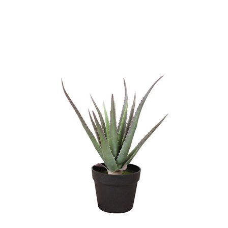 Aloe kunstig plante i sort betonpotte, 43 cm