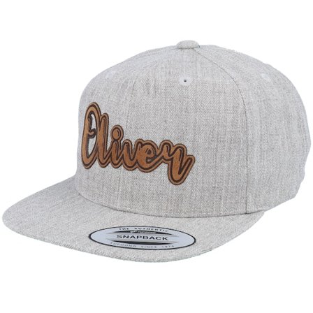 Kiddo Cap - Grå snapback Keps - Kids Oliver Engraved Patch Heather Grey Snapback @ Hatstore