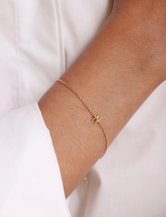 Design Letters Archetype Bracelet - A-Z Gold Plated - Gold - L:21CM