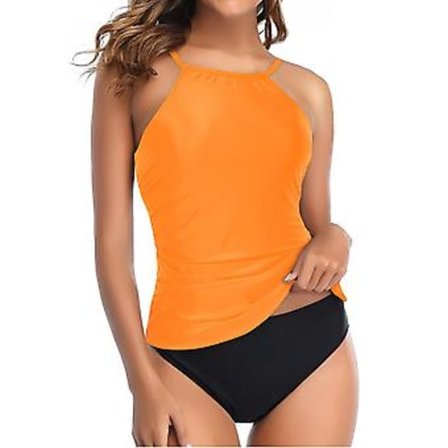 Dam Padderad Tankini Bikini Set Hög Midja Baddräkt Baddräkt-r (L C)