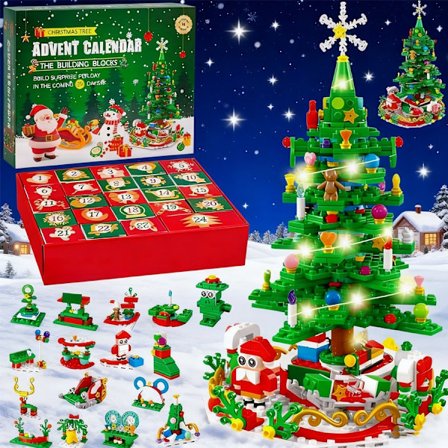 Jul Nedräkning Riv-Isär Överraskningslåda Byggklossar Julgran med USB-slinga 31cm Skrivbordsdekoration Överraskningsleksakspresent