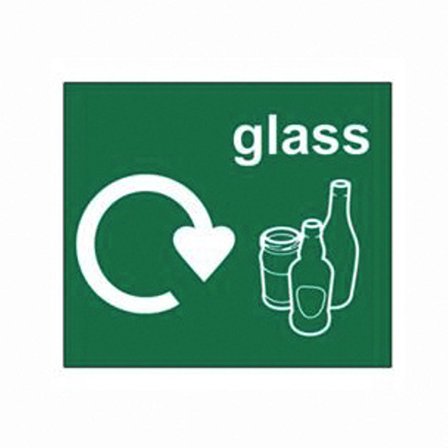 Recycling sticker, glass, 150x130 mm, green