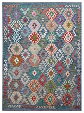 Hand Woven Kilim Afghan Old Style Rug 177X242 Dark Grey/Black