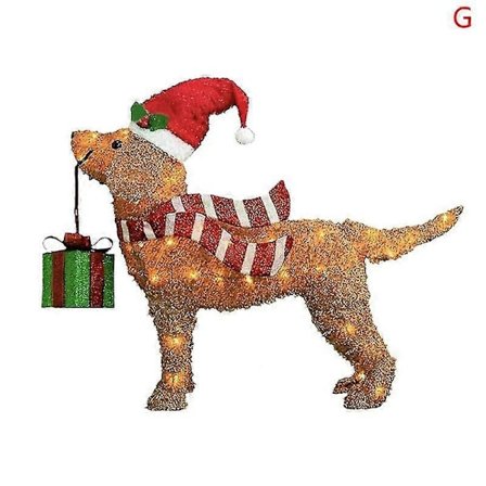 Juldekorationer Utomhus Lysande Djur, hund, rådjur, jultomte utomhus