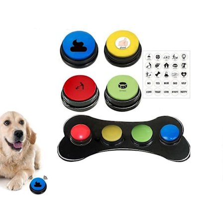 Sett med 4 snakkende knapper for hunder - Kommunikasjon, opplæring og trening
