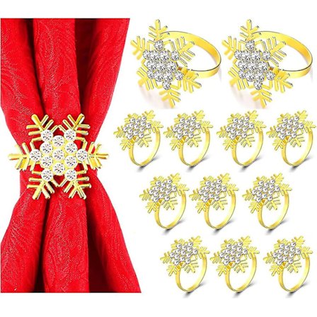 Joulu lumihiutale lautasliina renkaat, joulu kulta hopea lautasliina renkaat solki illallinen juhla loma häät kiitospäivä joulu (lumihiutale, kulta-12