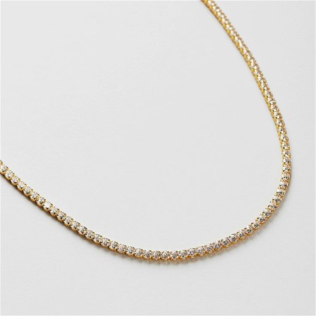 Tennis Halsband - 18K Guldpläterat Sterling Silver - Safira